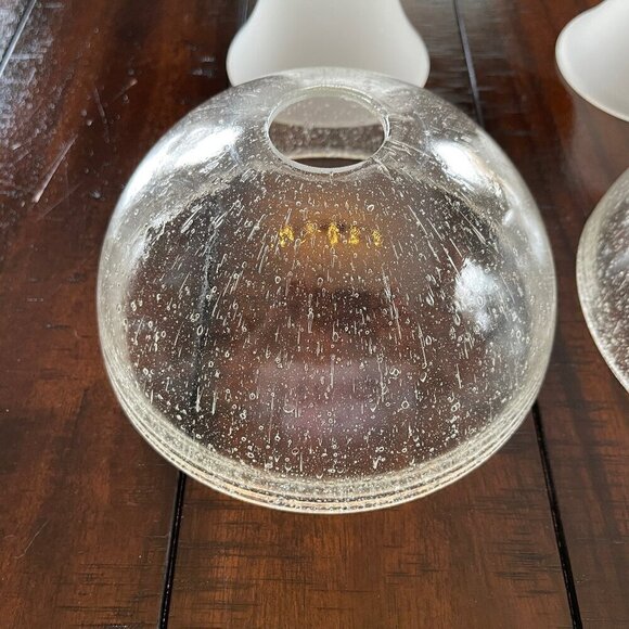 Vintage Antique Retro Chic Clear Bubble Glass Vanity Light Covers 6 pc Set - Picture 3 of 6